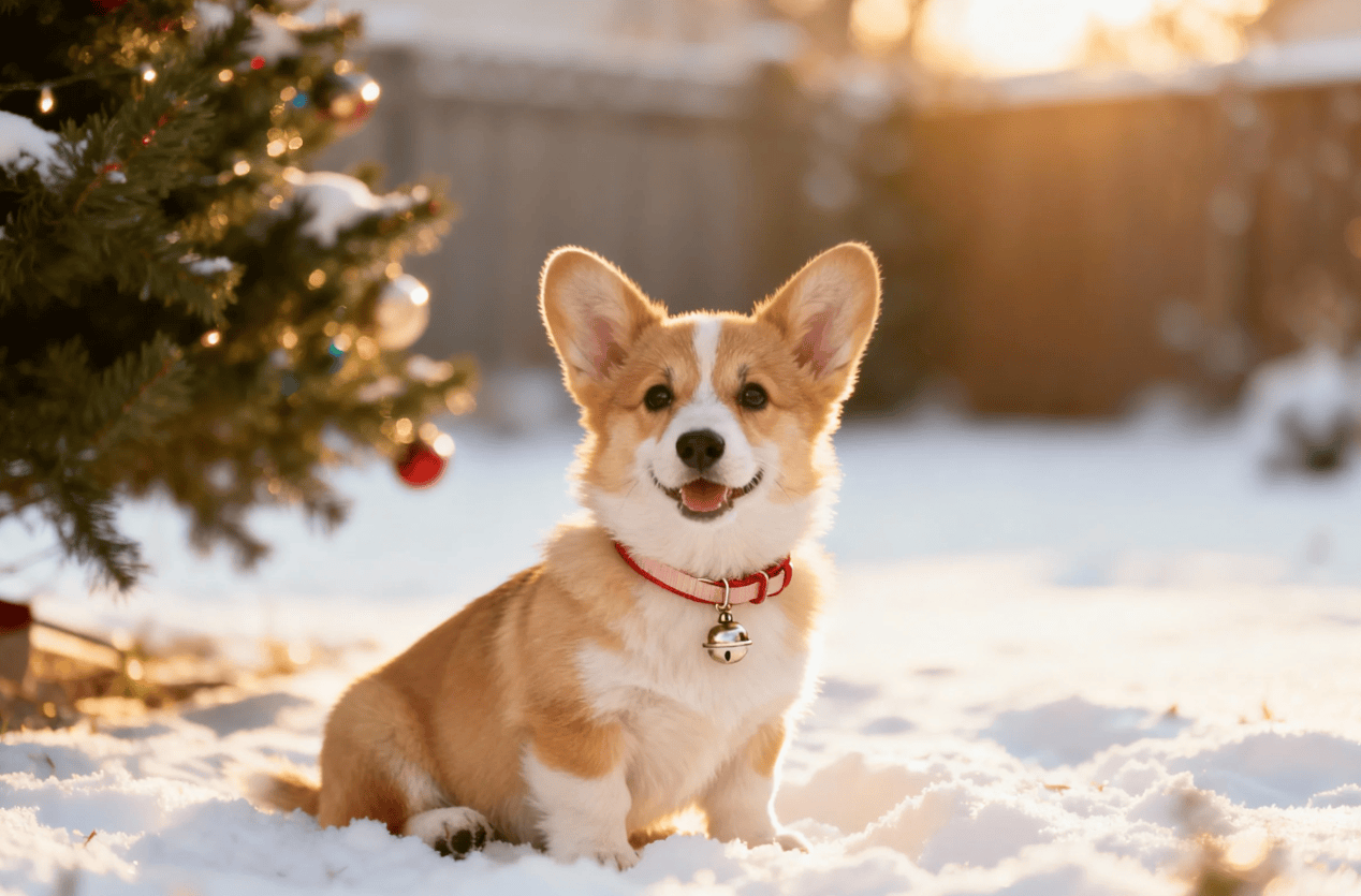 Festive puppy photo session